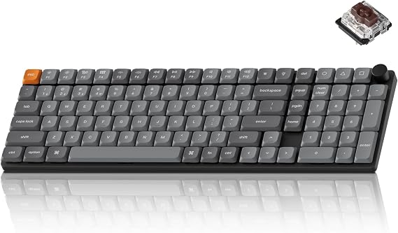 Keychron K17 Max 96% Layout QMK/Launcher Ultra-Slim Wireless/Type-C Wired Mechanical Keyboard with RGB Backlit, Low-Profile Gateron Mechanical Brown Switch Compatible with Mac Windows
