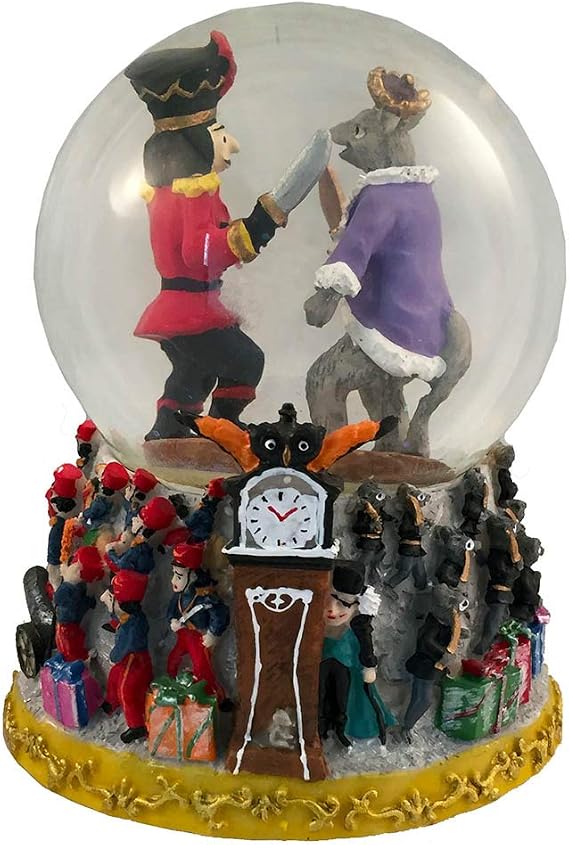 Nutcracker Ballet Gifts Musical Nutcracker Snow Globe, Christmas Ornaments Decorations, Holiday Home Decor, 5.75 x 4.5 inches, Clara, Prince and The Mouse King
