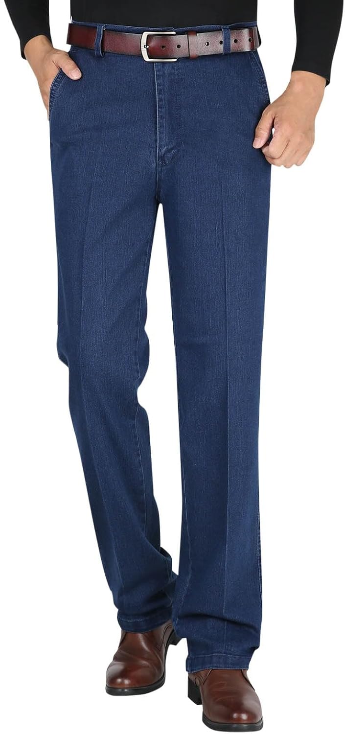 Modezier Mens Durable Jeans,Manzera Classic Straight Stretch Jeans Relaxed Fit Pants for Mens