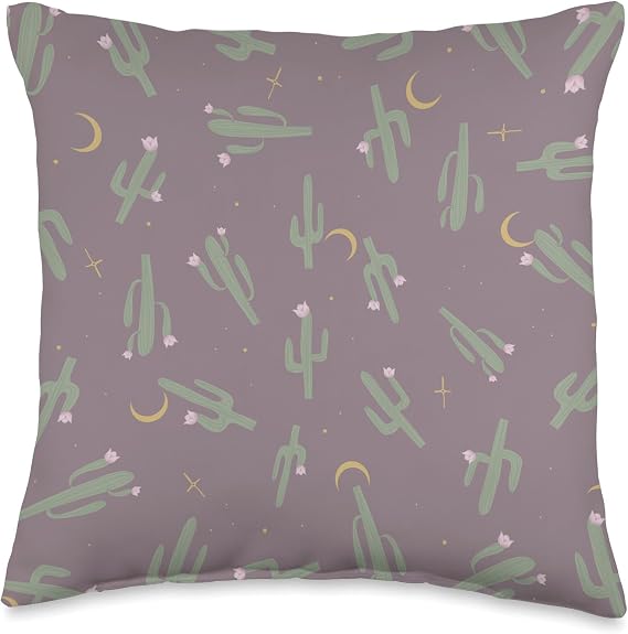 Trendy Cactus Moon Pattern Throw Pillow