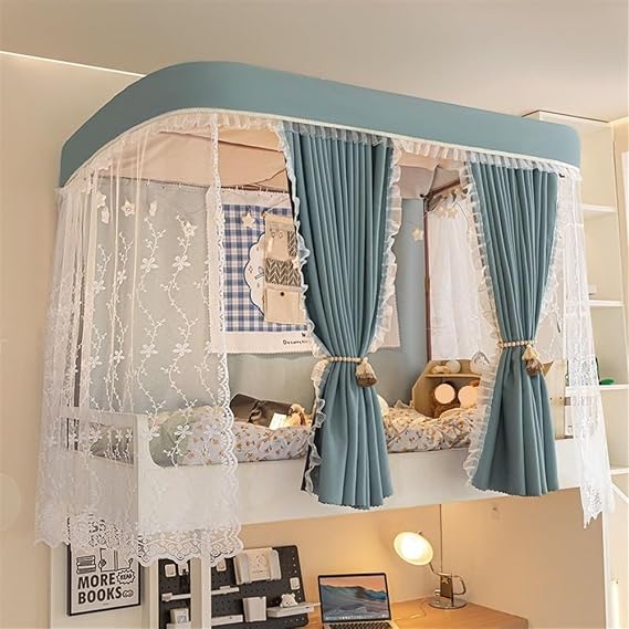 Bunk Bed Canopy Curtain with Frame Bed Tent for Top and Lower Bunk Bed Canopy Set with Mosquito Net Loft Bed Curtains Bed Curtains for Bottom