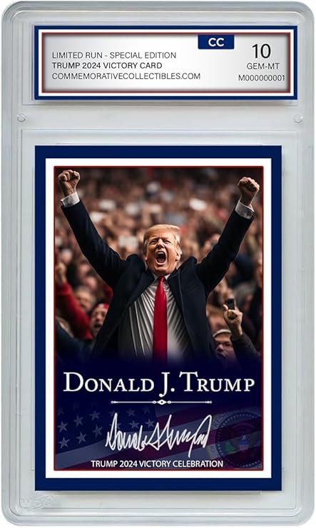 Trump Trading Card - Victory Celebration Limited Edition Collector's Item, Gem Mint 10-2024 Donald Trump Memorabilia, Perfect Political Trump Gift
