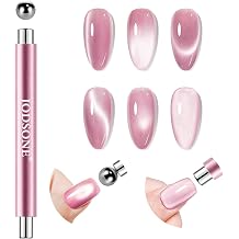 JODSONE 3-in-1 Cat Eye Magnet Nail Art Tool,Pink Gold Cylindrical & Round Ball Nail Magnet Pens, Multi-Effect Magnets for Cat Eye Gel Polish DIY at Home Salon(Magnet Only, No Gel Included)