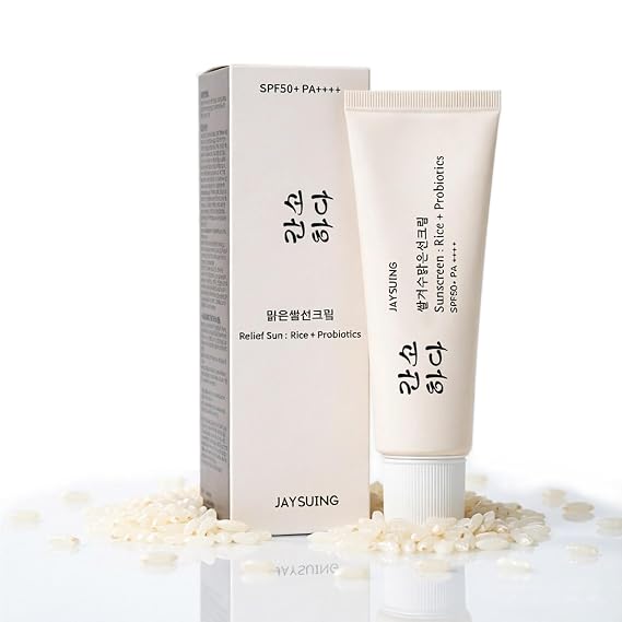 Korean Face Sunscreen SPF 50 Mineral Sunscreen with Rice & Probiotics, No White Cast, Lightweight, Fragrance-Free for Sensitive Skin, Nourishing Skin Protection and UV Def 1.7 oz
