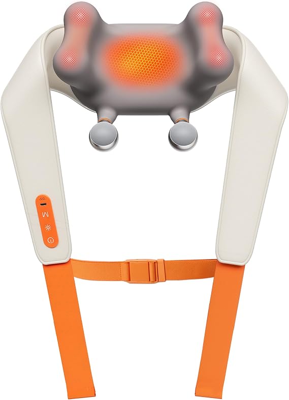 IKEEPFIT Cordless Neck Massager with Heat,6D Shiatsu Upper Back & Shoulder Massagerfor Pain Relief Deep Tissue, Relaxing ElectricKneading Massage, Dual-Sided MassageHeads, Best Gifts for Men Women