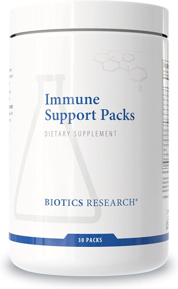 Biotics Research Immune Support Packs Convenient Daily Packets, 30 Packets, Immune Support, Targeted Nutrients, Includes Vitamins A, C, D. Zinc, Elderberry, Quercetin, Dairy Free, Allergen Free