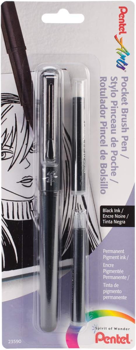 Pocket Brush Pen W/2 Refills-Black