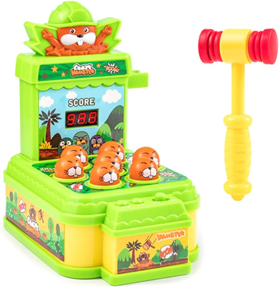 Whack-a-mole Game Toy Electronic Arcade Goal Shooting Toy Interactive Early Educational Development Toy with Hammer Coin Game for Kids