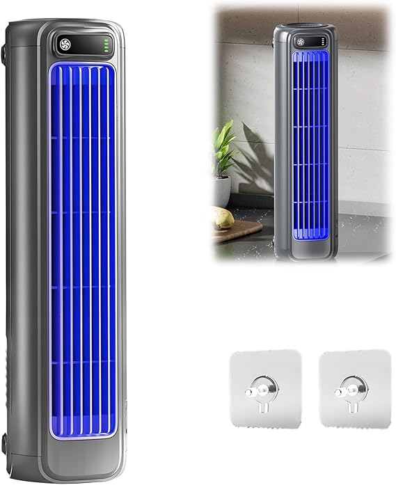 Portable Air Conditioner Cooling Fan Quiet with 3 Speeds, Small Wall Mounted Fan No Installation, Multi-Use Adjustable Speed Fans for Home Kitchen Bedroom(Gray)