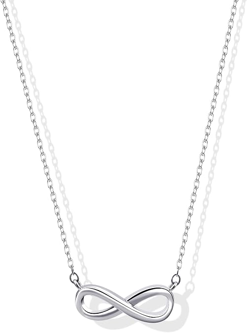 Silver Infinity Necklace for Women-Minimalist Mobius Pendant Necklace, Hypoallergenic Silver Jewelry Gifts for Anniversary Eternity Love