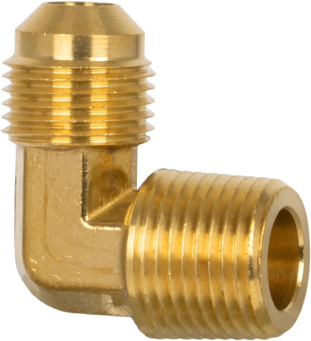 38 Male Flare x 38 NPT Male Brass Flare Fitting, 90 Degree Elbow, Tube Fitting, Propane, Fuel, Gas Adapter, Premium Brass Pipe Connector