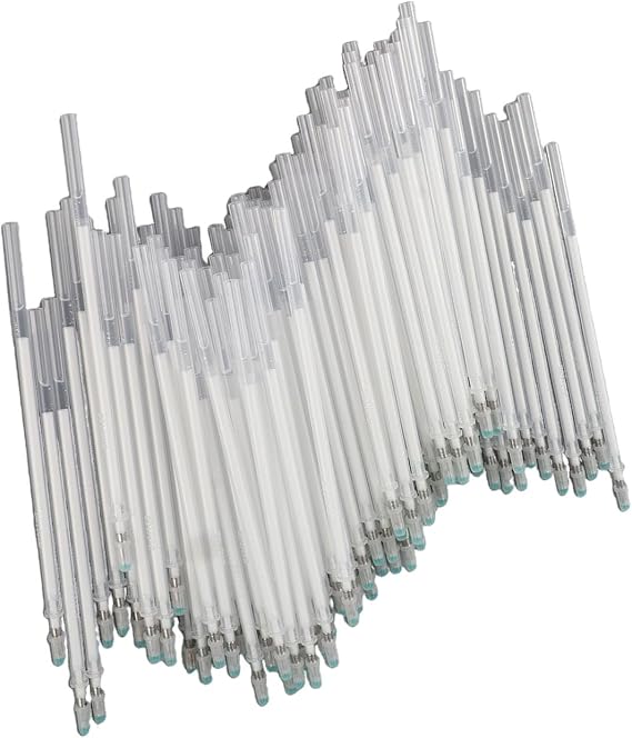 Pssopp 100Pcs Heat Erasable Fabric Pens, Heat Pens White High Temperature Disappearing Pen Fabric Clothes Marker Pen for Leather Fabric Quilting and Dressmaker