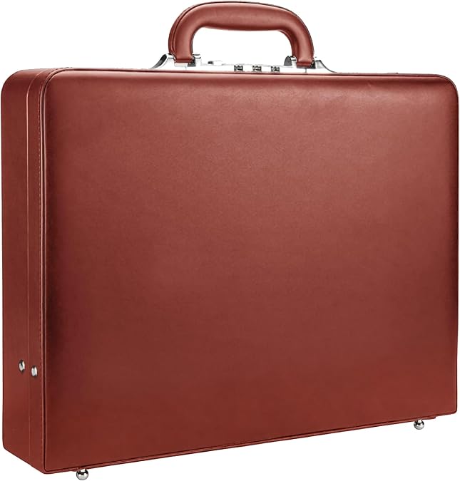HAESTUS Business Briefcase for Men - Hard Case Leather Attache with Lock for Professionals