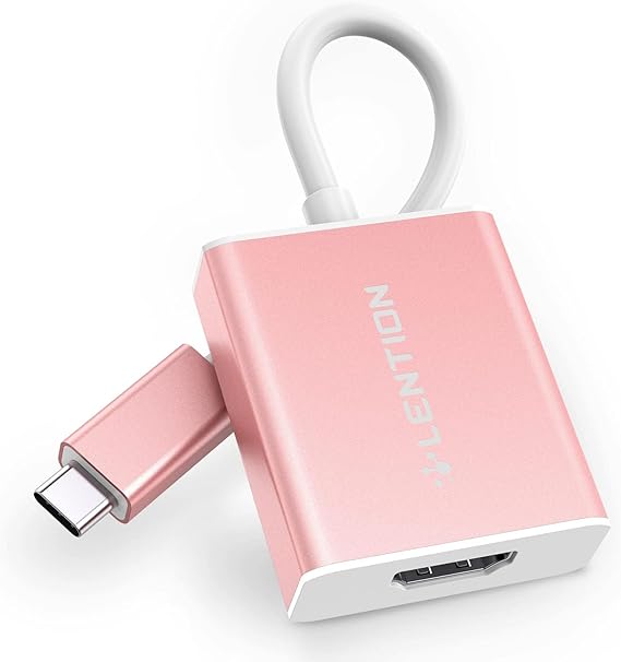 LENTION USB C to HDMI Adapter Compatible with iPhone 15/16/17 to HDMI Adapter for TV, Thunderbolt 3/4 to HDMI for 2025-2016 MacBook Pro, iMac/Air iPad, Galaxy HDTV Projector Monitor (Rose Gold)
