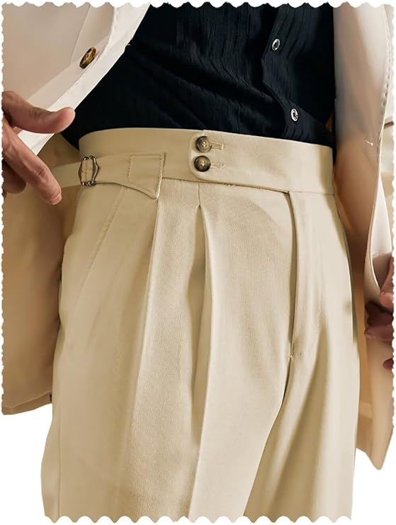 Mens Pants Slim Fit Stretch Dress Pants Pleated Flat Front Casual Business Trousers