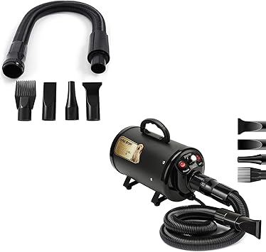 PETNF Dog Dryer for Pet Grooming + A Set of Compatible Hose Accessories, Adjustable Speed Temp Noise Reduction Dog Hair Dryer Blower Dog Blow Dryer High Velocity Air Forced Blow Dryer for Large Dogs