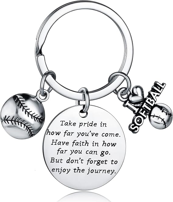 YEEQIN Softball Player Gifts Keychain Inspirational Gifts For Softball Lover Softball Keychain Gifts for Girls Boys Softball Players