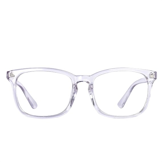 MAXJULI Fake Glasses with Cute Nerd Frame Reading/Gaming/TV/Phones Glasses for Women Men (Transparent)