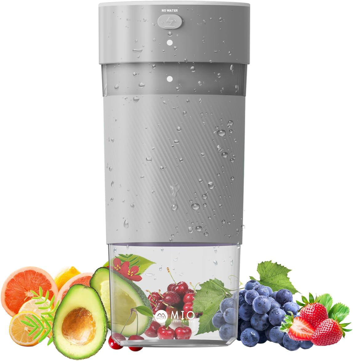 MIO Portable Blender for Smoothies, 10 oz Mini Personal USB-C Rechargeable Cordless Smoothie Maker & Handheld Protein Shake Blender, Quiet Small Travel Juicer for Office, Gym, Kitchen Grey