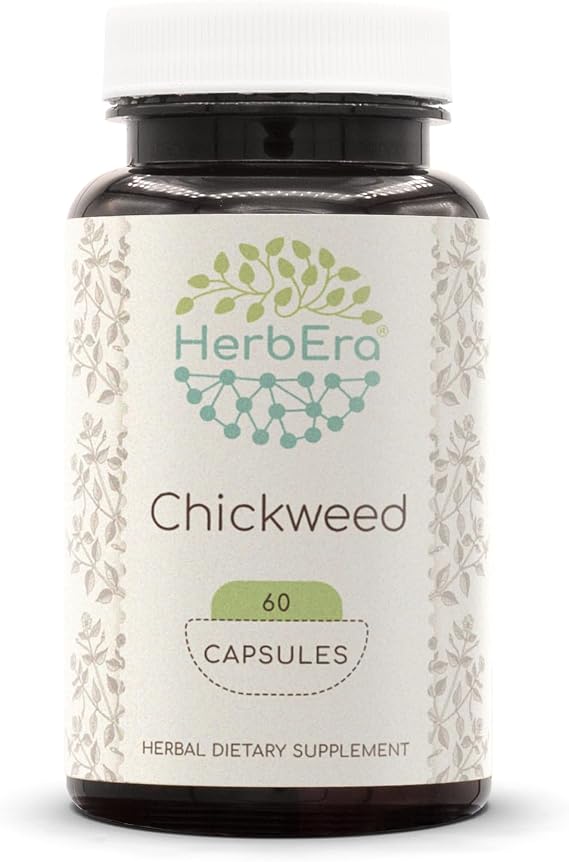 HerbEra Chickweed 60 Capsules, 800 mg, Chickweed (Stellaria Media) Dried Herb (60 Capsules)