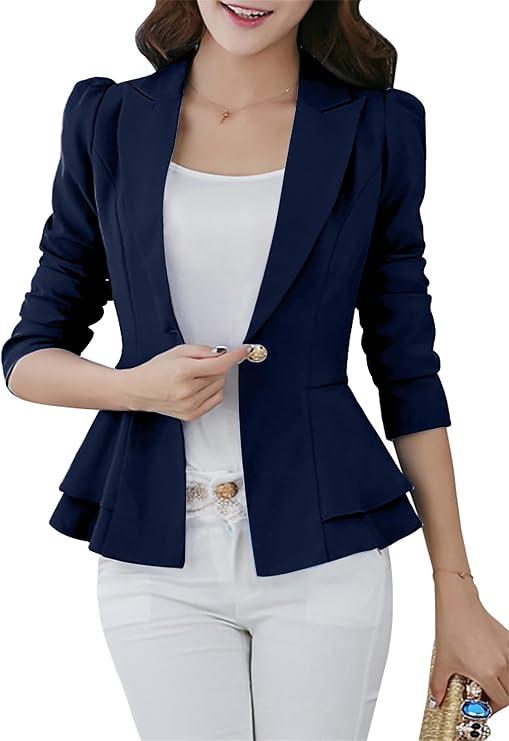 Lady's Button Neck Long Sleeve Suit Vintage Casual Swing Dress Suit