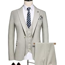 Jacket Pants Vest Men Set Slim Casual Suit Trousers Set Male Wedding Groom Dress Business Blazers Coat Waistcoat (Color : White, Size : Asian XL is EUR M)