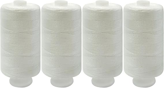 Sewing Thread-4 Spools of Polyester Thread for Sewing Machine for Beginners, Hand Stitching & Quilting-White (White, 250yards)