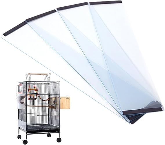 Bird Cage Seed Catcher Guard 4Pcs Anti-Scatter Mess-Free Bird Seed Catcher Transparent PVC Cage for Parrot, Parakeet, Macaw