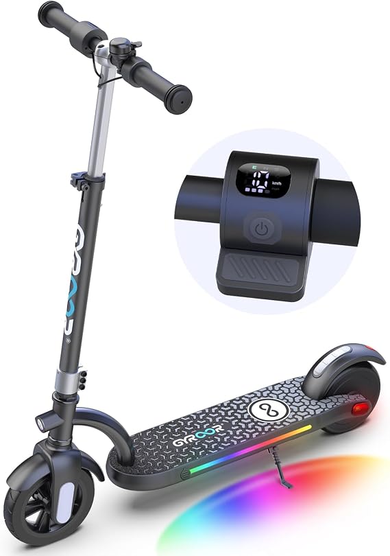 Gyroor H40 Kids Electric Scooter 180W 10MPH LED Lights Ages 6 12