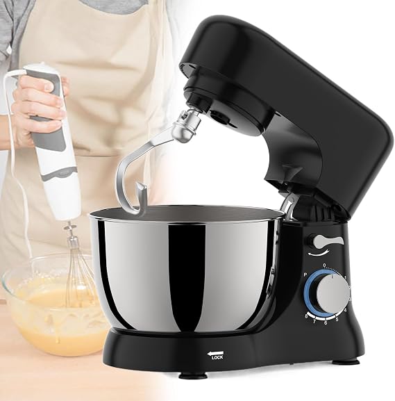 Stand Mixer,Electric Food Mixer with 4.5QT Stainless Steel Bowls, Tilt-Head Electric Kitchen Mixer with Dough Hook,Egg Whisk,Flat Beater,110V550W