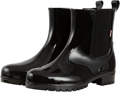 planone Short Rain Boots Women Fashion Waterproof Chelsea Boots for Women Light Outdoor Garden Shoes Ankle Muck Boots for Ladies Non Slip Work Shoes Rubber Boots with Premium Comfort Insole