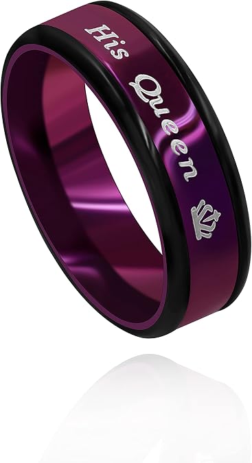 Uloveido Fashion 2-Tones Queen King Rings - Stainless Steel Her King and His Queen Couples Wedding Band Engagement Y1314