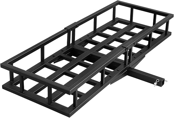 Hitch Cargo Carrier, Anti-Rust Mount Cargo Basket with 500LBS Capacity for RVs, Truck, Fits 2 Receiver, Perfect Trailer Hitch Cargo Carrier for Travel & Camping
