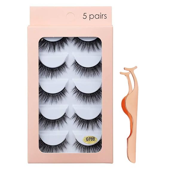 Mink Lashes Fluffy Cat 5 Pairs Strip Eyelashes Wispy 3D Volume False Eyelashes That Look Like Extensions Thick Soft Curly Fake Lashes,700