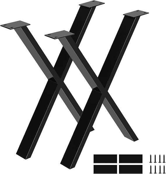 30''H Table legs, Modern Office Desk Legs, Heavy Duty Iron and Industrial Design, DIY Metal Furniture Legs for Coffee Dinning Table, Bench Stool, Cabinet, Sofa, Chair, Black (30H x 28W, 2PCS)