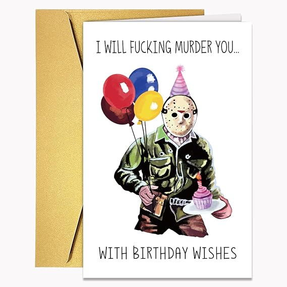 Funny Birthday Cards for Him Her, Horror Movie Theme Birthday Gift, 80s Pop Culture, Movie Art Prints, Handmade Happy Halloween Birthday Party Favors