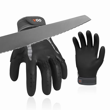 Vgo... NGG X1 Seamless Utility Gloves,Cut Resistant Safety Work Gloves,HPPE Anti-cut Liner,EN388 level C,ANSI level A3,Anti-slip Palm Mechanic Gloves(M,Black,TP1112HY)