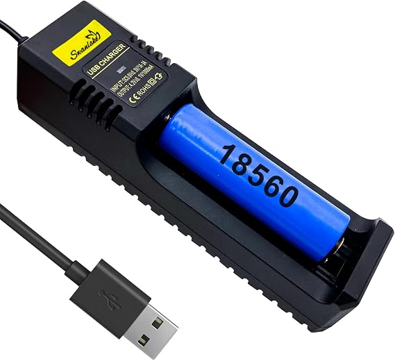 18650 Battery Charger,Single-Slot Intelligent Universal 18650 Charger for 3.7V Lithium Li-ion 18650,26650,18500,18350,21700 Rechargeable Battery (not Including Battery)