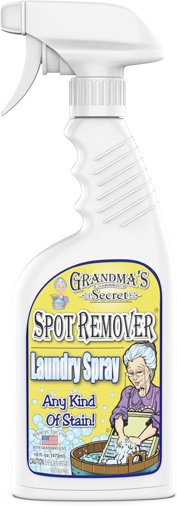 Grandma's Secret Laundry Spray - Chlorine, Bleach and Toxin-Free Stain Remover for Clothes - Fabric Stain Remover Removes Oil, Paint, Blood and Pet Stains 16 Ounce