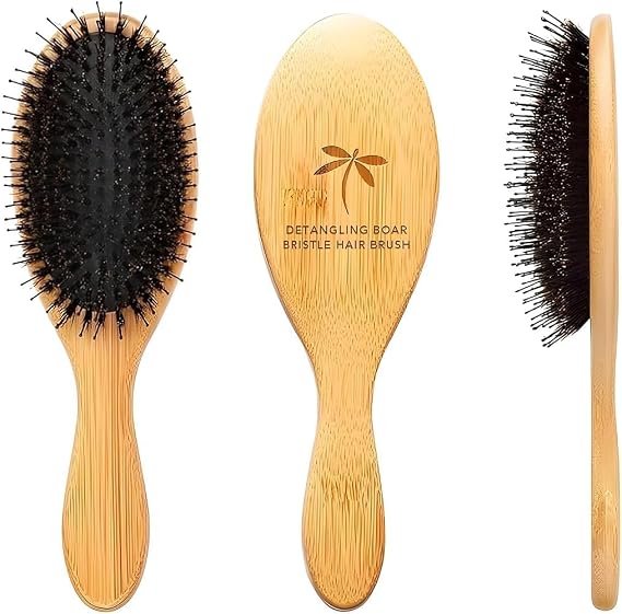 Boar Hair Brush, Unisex, Detangling Brush, Compatible with Curly and Long Hair, Compatible with All Hair Types, Glossy Hair, Clumping Care, Men and Women
