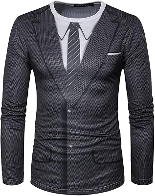 Mens Tuxedo T-Shirt 3D Print Funny Long Sleeve Wedding Party