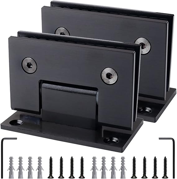 Glass Door Hinge,Pivot Hinges,Glass Door Hinge,Bathroom Clamp,Pivot Hinges,2 Pieces of 304 Stainless Steel Glass Door Hinge, Titanium Black 90 Two-Way Bathroom Glass Clip, 8-12mm Frameless Shower Doo
