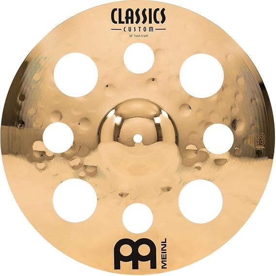 Meinl 16" Trash Crash Cymbal with Holes - Classics Custom Brilliant - Made in Germany, (CC16TRC-B) | Cymbal for Drum Set, Brilliant Finish B12 Bronze