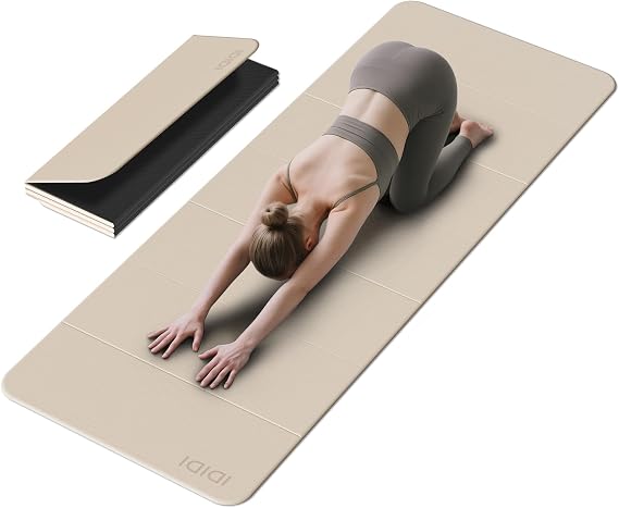 Foldable Extra Large Yoga Mat 74"31.5", 8mm Double-Sided Non Slip Lightweight Fitness Mat for Man & Woman, Portable for Home Studio & Travel