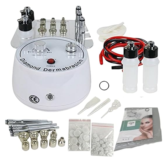 Diamond Microdermabrasion Machine,3 in 1 Demabrasion Facial Peeling with Vacuum Glass Tube Spray Bottle Skin Care Device for Salon Personal Home Use