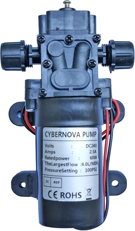 CYBERNOVA DC 24V 100 PSI 4.0L / m High Pressure Diaphragm Pump Self-Priming Water Pump Irrigation Pump for Camping/Boat/Caravan/Garden/Geiculture/Caravan Cleaning/Irrigation