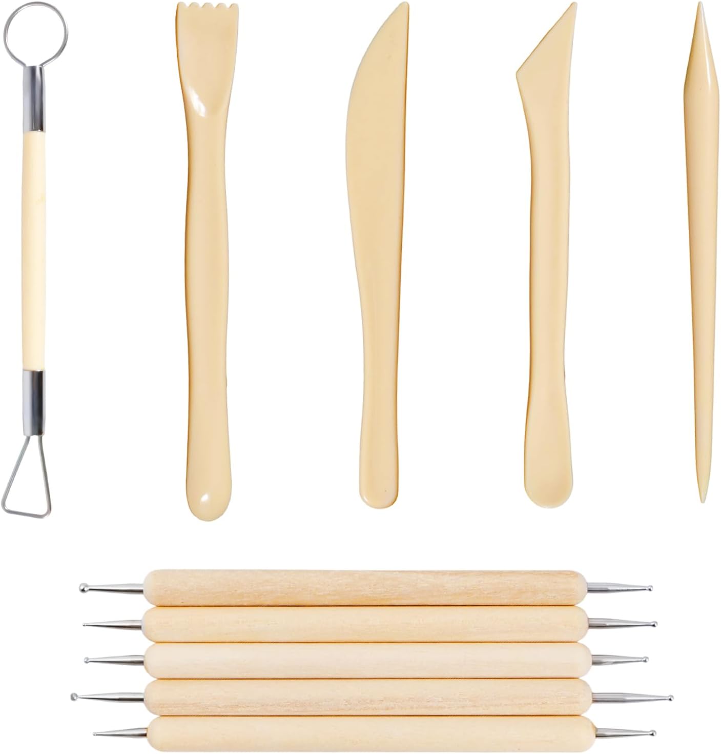 Clay Sculpting Tools, 10 Pcs Polymer Clay Tools Sculpting Set, Wooden Modeling Clays Tool for Crafts DIY, Pottery Activities, Adults Beginners