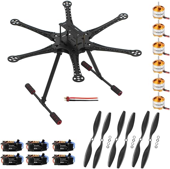 QWinOut 550 six-Axle drone aircraft 30A ESC with 920kv motor+ 9443 propeller or 1000kv motor + 1045 propeller DIY RC set (with 1000KV Motor)