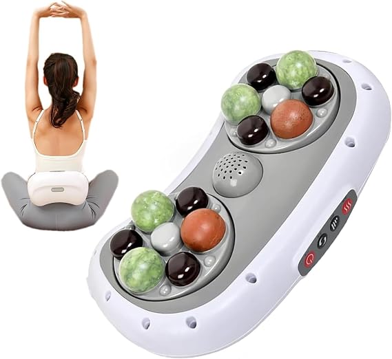 Wireless Electric Slimming Belt, Electric Abdominal Massager with 12 Massage Heads, Adjustable Temperature 35-45°C, 3 Modes, Double Plate Massage, for Abdominal, Back, Neck