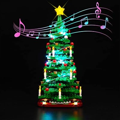 VONADO Led Light Kit Compatible with Lego Christmas Tree 40573No Model,Decoration Lighting Kit Compatible with Lego Christmas Tree for Adults Music Version